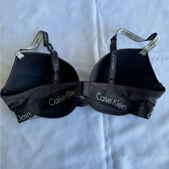 Calvin Klein Interchange Straps Padded Push-Up Bra LOGO Black Modal Blend 36C - Picture 2 of 7